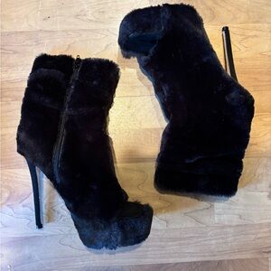 Privileged Shoes Black Faux Fur Heeled Boots